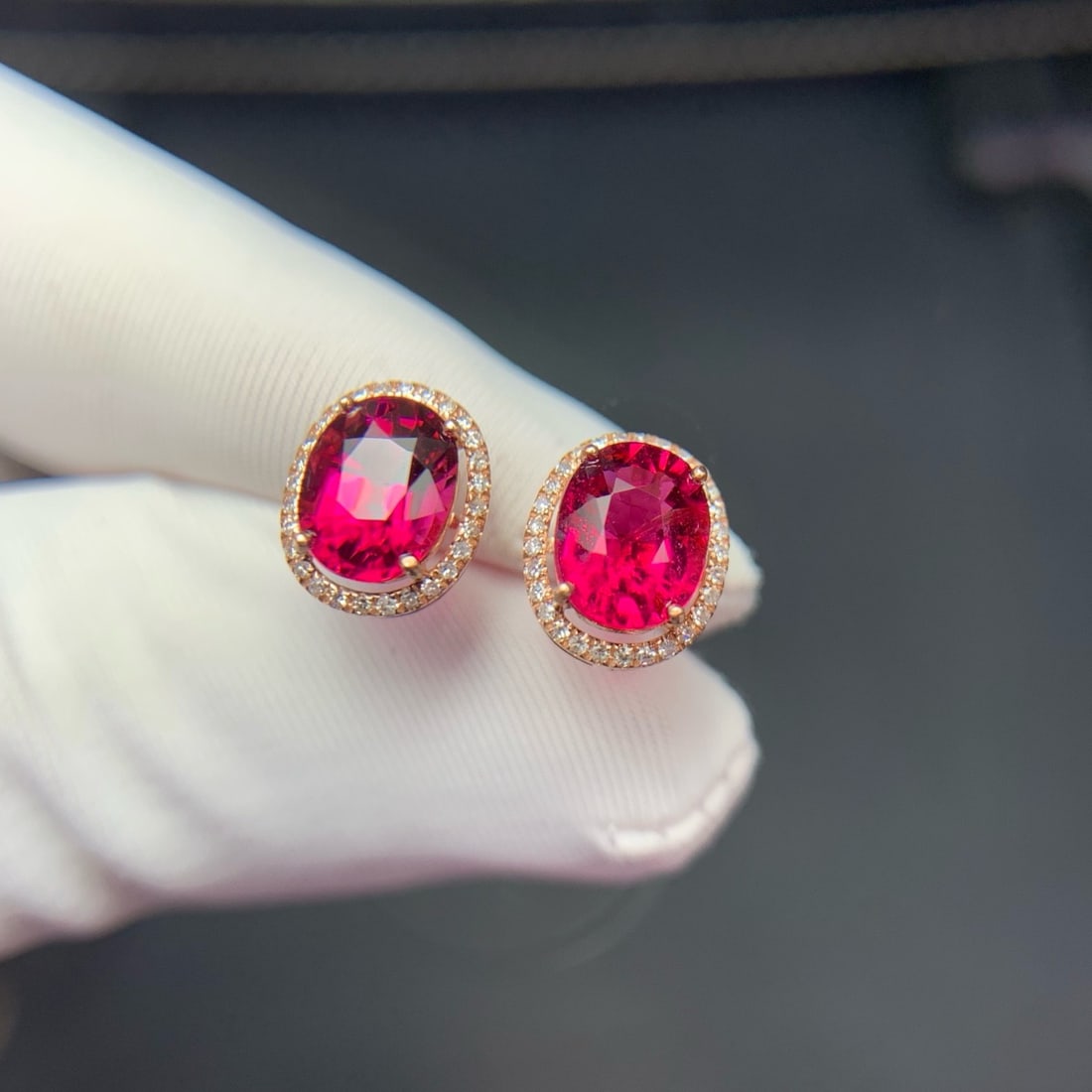14k Gold 2.2 Ct Natural Tourmaline & Diamond Earrings - 2