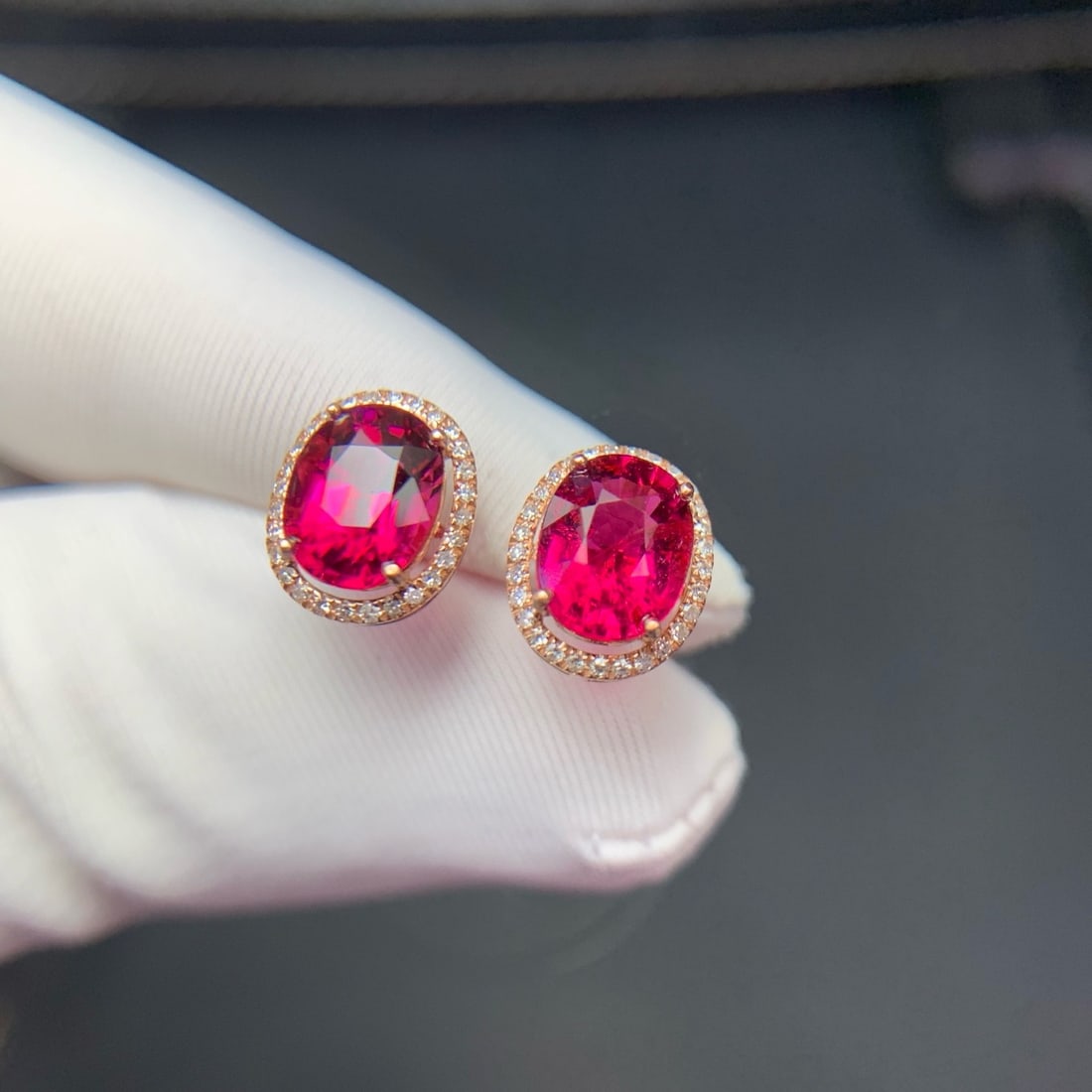 14k Gold 2.2 Ct Natural Tourmaline & Diamond Earrings - 3