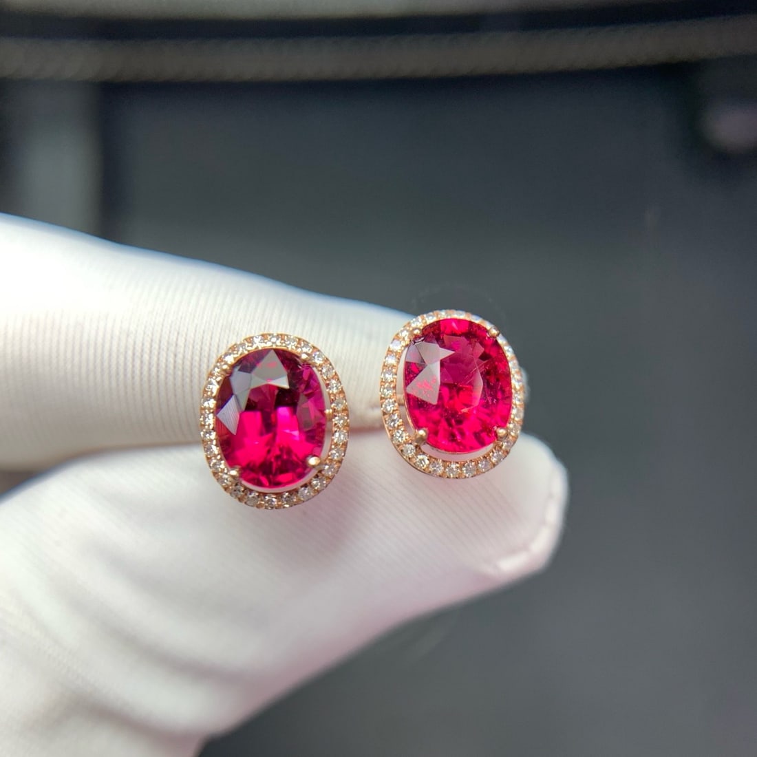 14k Gold 2.2 Ct Natural Tourmaline & Diamond Earrings - 4