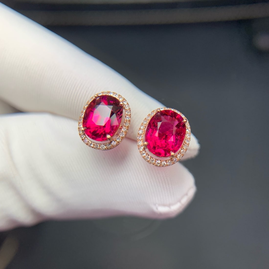 14k Gold 2.2 Ct Natural Tourmaline & Diamond Earrings - 5