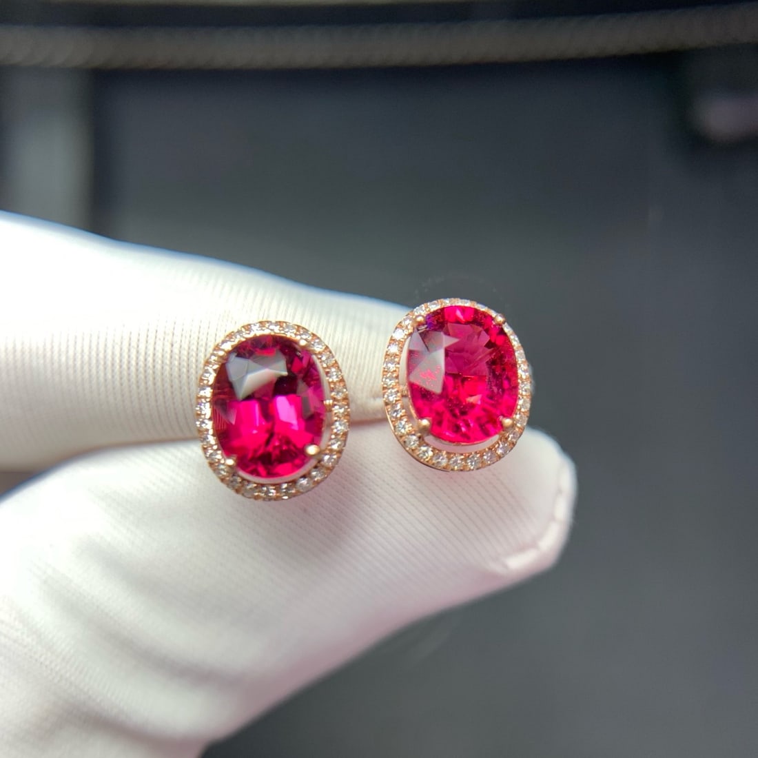 14k Gold 2.2 Ct Natural Tourmaline & Diamond Earrings - 6