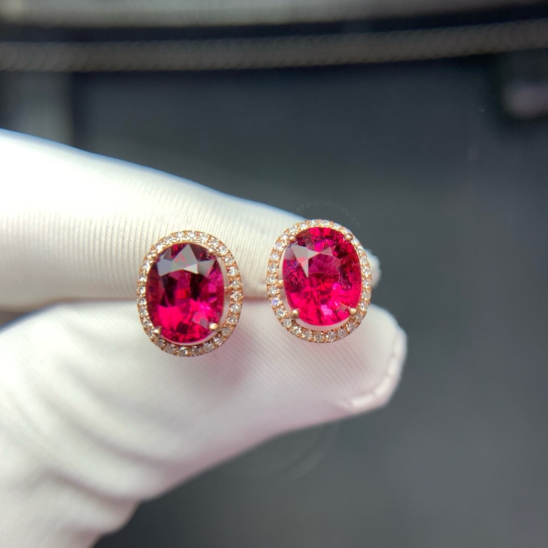 14k Gold 2.2 Ct Natural Tourmaline & Diamond Earrings - 7