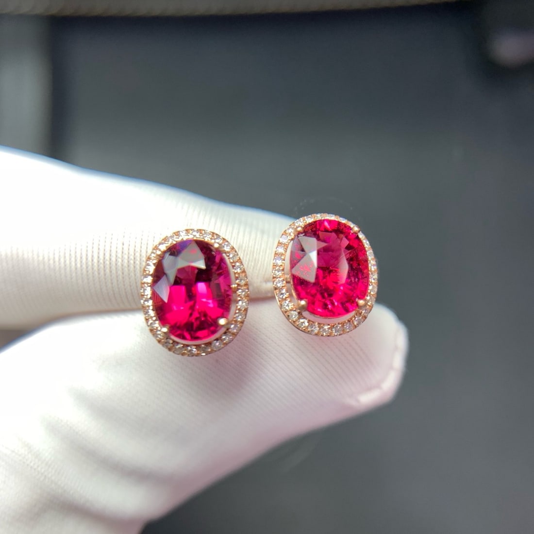 14k Gold 2.2 Ct Natural Tourmaline & Diamond Earrings - 9