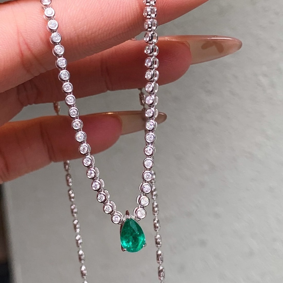 14k Gold 1.7 Ctw Natural Emerald & Diamond Necklace - 7
