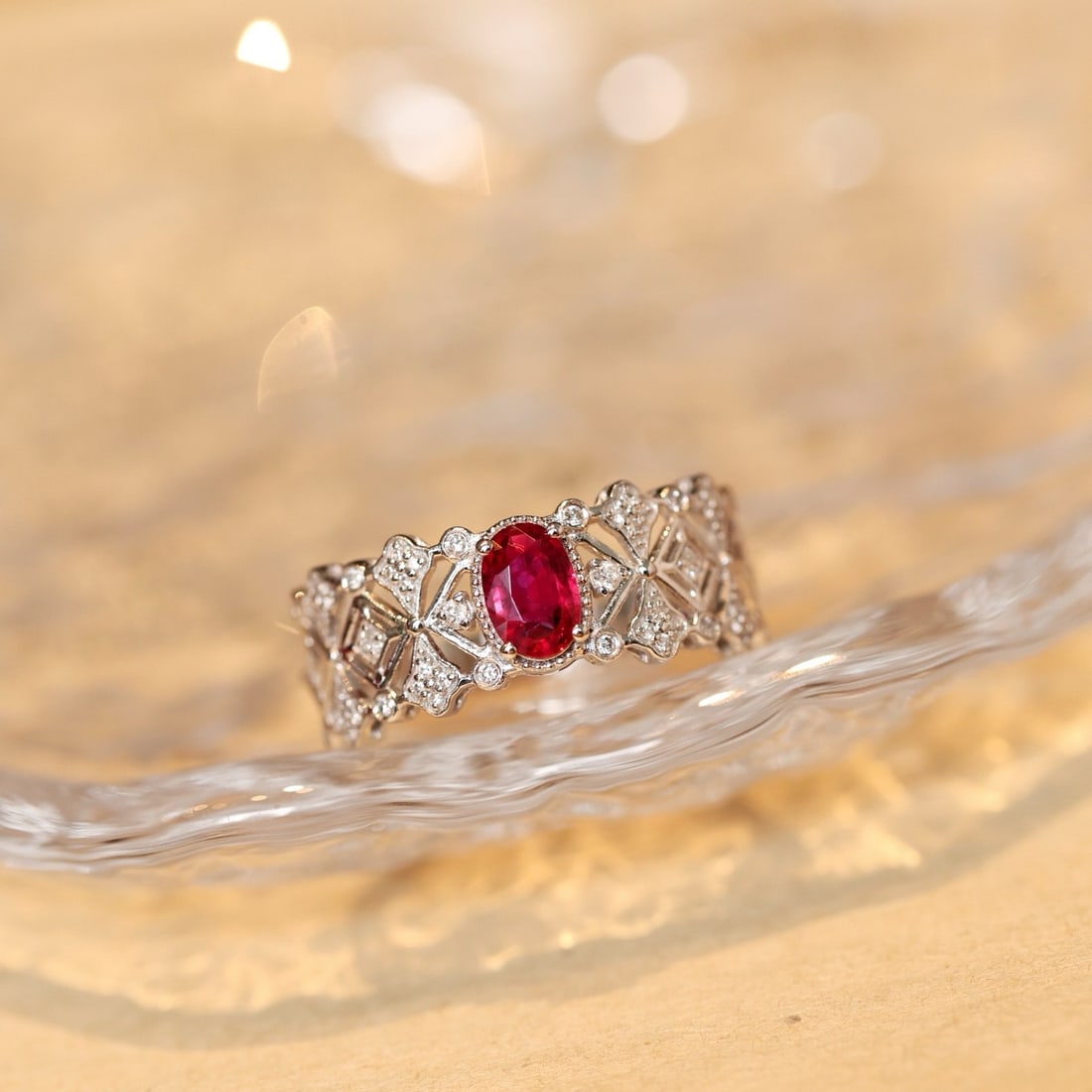 14k Gold 0.72 Ctw Natural Ruby & Diamond Ring - 4