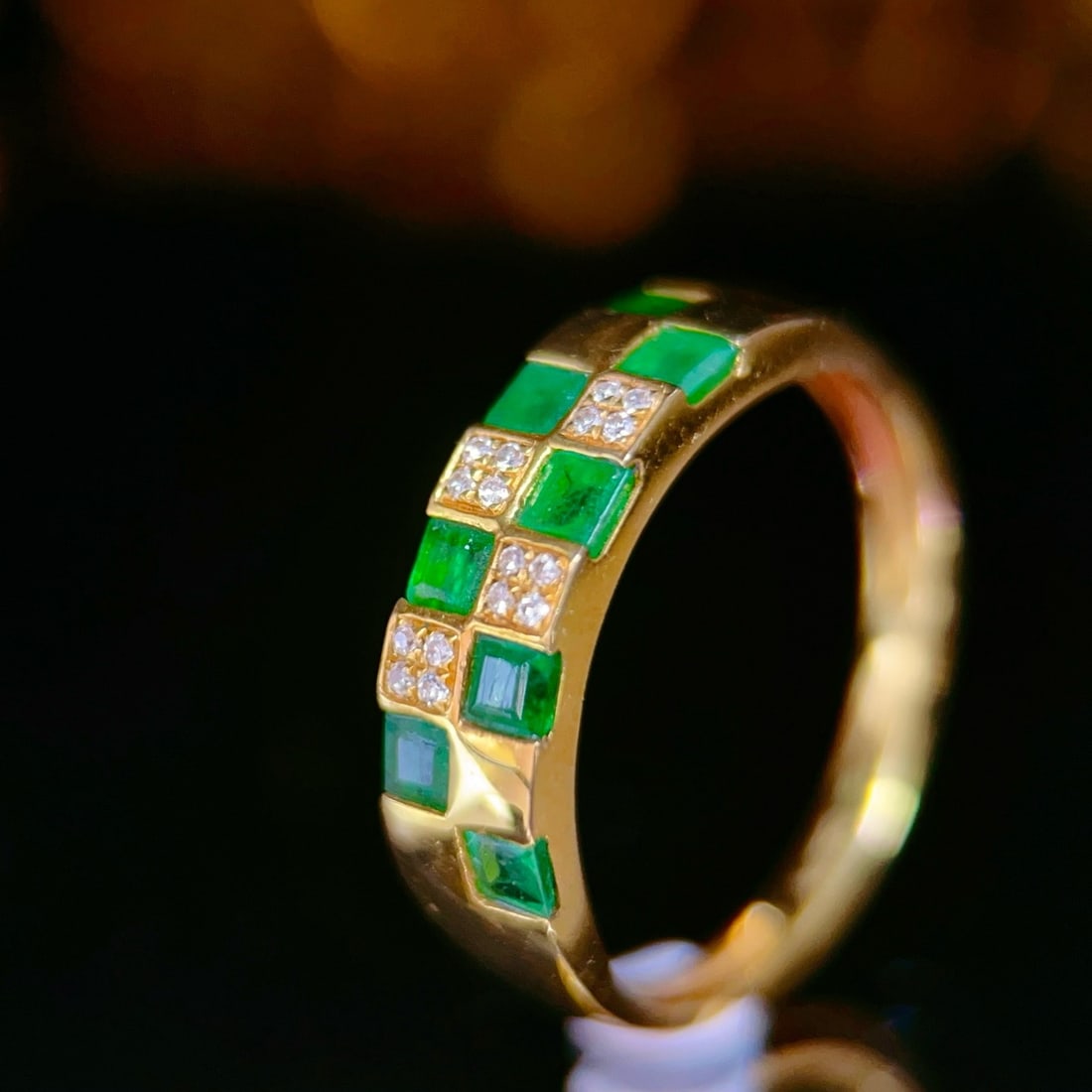 14k Gold 0.8 Ct Natural Emerald & Diamond Ring - 5