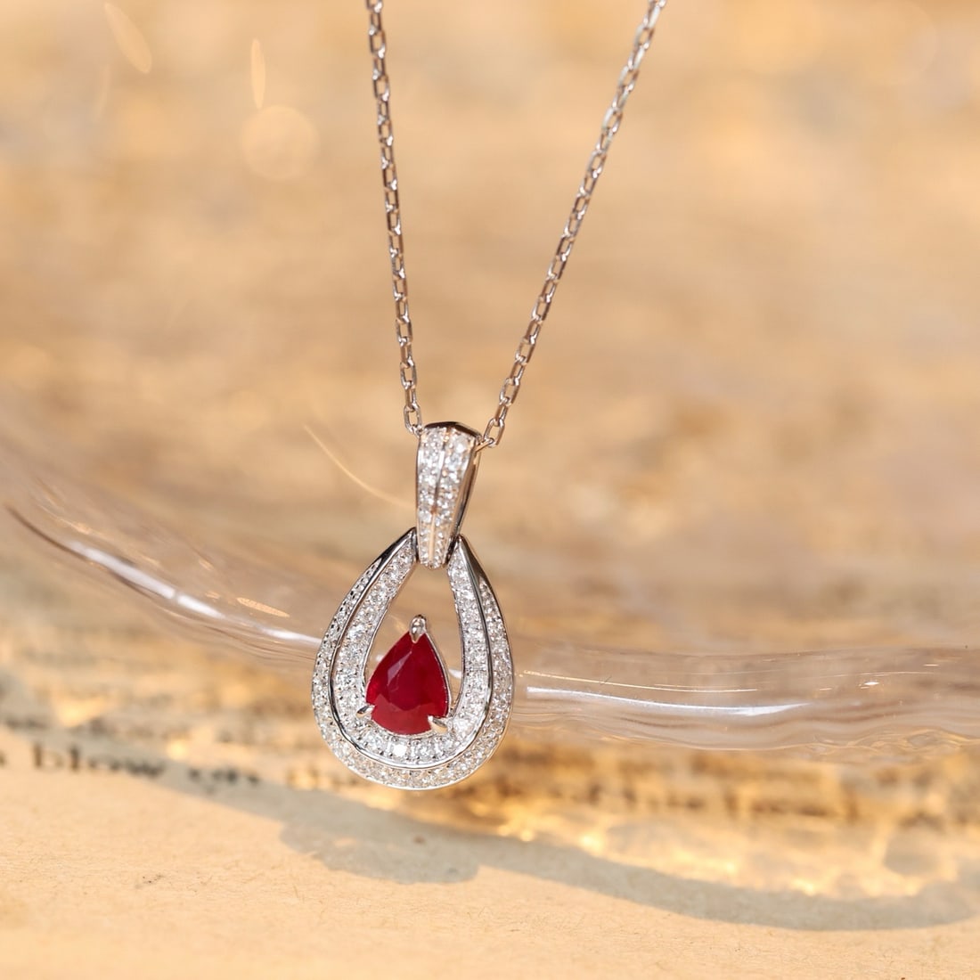 14k Gold 0.53 Ctw Natural Ruby & Diamond Pendant( Without Chain ) - 3