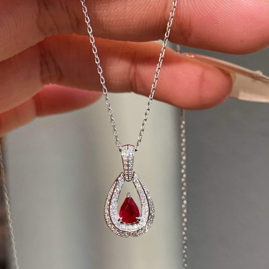 14k Gold 0.53 Ctw Natural Ruby & Diamond Pendant( Without Chain ) - 7