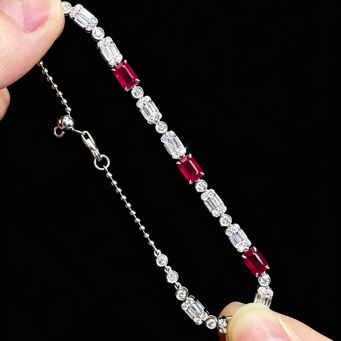 14k Gold 1.83 Ct Natural Ruby & Diamond Bracelet - 2