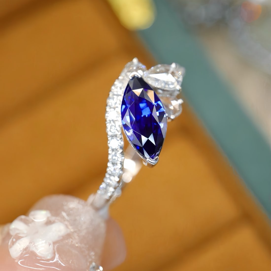 14k Gold 1.29 Ctw Natural Sapphire & Diamond Ring - 2