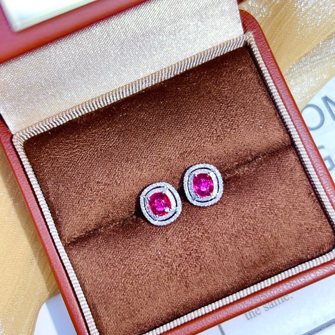 14k Gold 1.45 Ct Natural Ruby & Diamond Earrings - 5