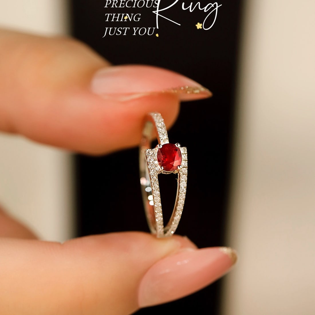 14k Gold 0.62 Ctw Natural Ruby & Diamond Ring: Ref:231174206 // gold content:14k gold // ring size:7. 25us // // main gemstone:ruby // shape:oval // carat weight:0. 44ct // color:pigeonblood red // treatment:natural // // adjacent gemstone 2 :