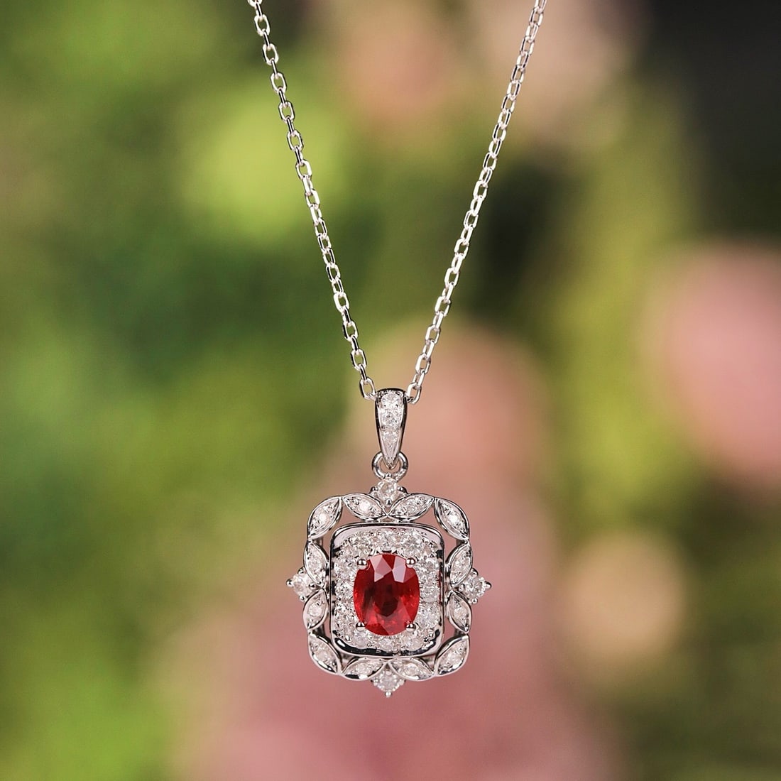 14k Gold 0.6 Ct Natural Ruby & Diamond Pendant( Without Chain ) - 5