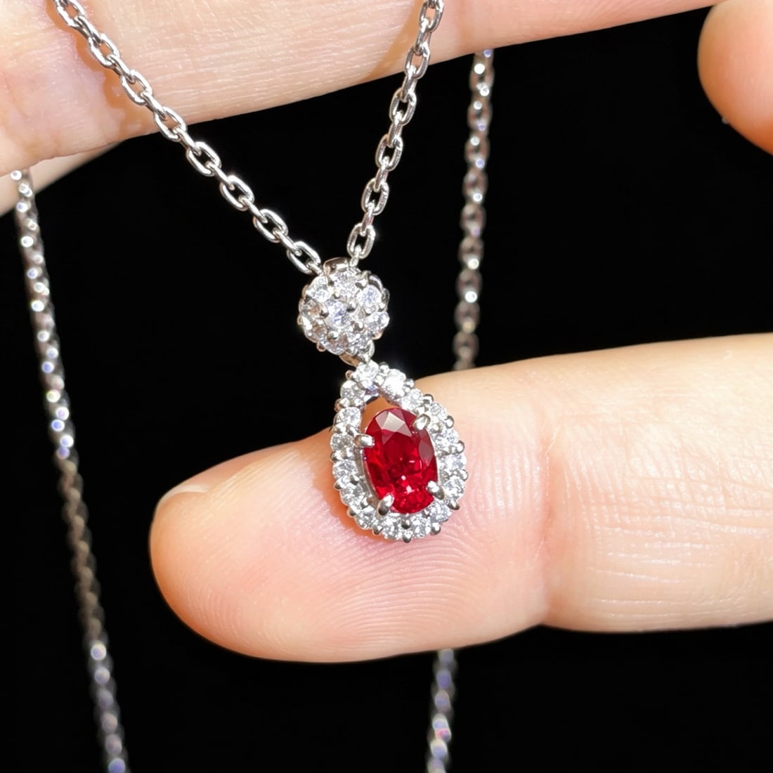 14k Gold 0.89 Ctw Natural Ruby & Diamond Necklace - 2
