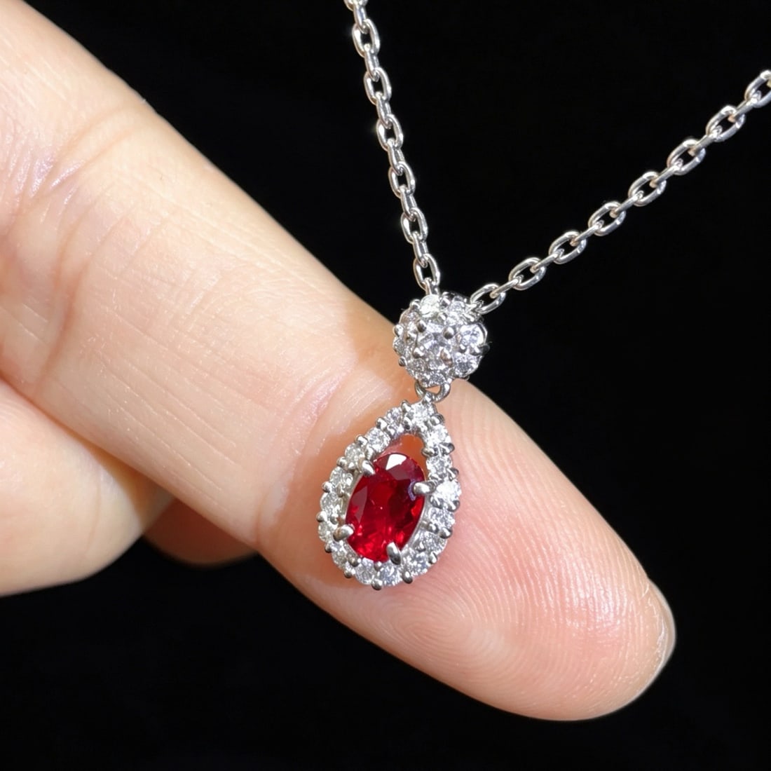 14k Gold 0.89 Ctw Natural Ruby & Diamond Necklace - 3