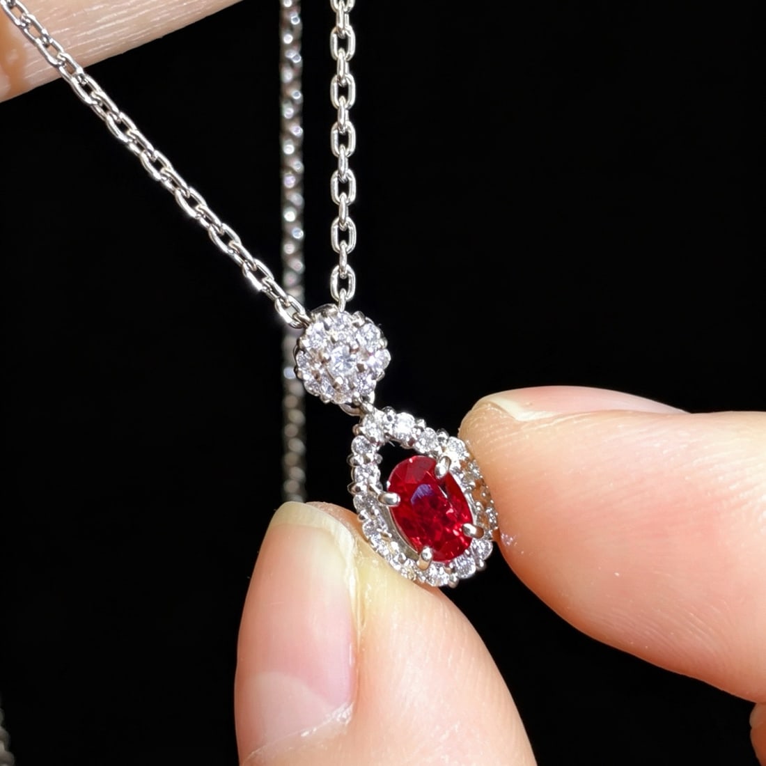 14k Gold 0.89 Ctw Natural Ruby & Diamond Necklace - 4
