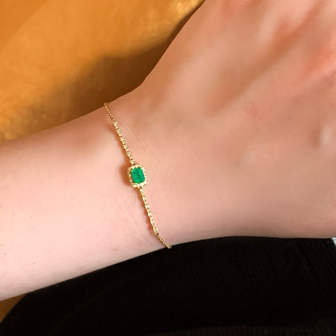 14k Gold 0.71 Ctw Natural Emerald & Diamond Bracelet - 5