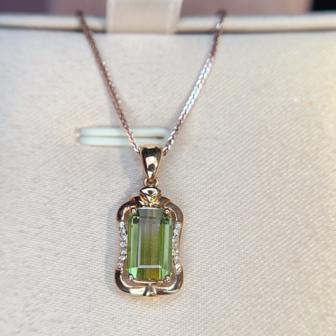 14k Gold 2.74 Ctw Natural Tourmaline & Diamond Pendant( Without Chain ) - 2