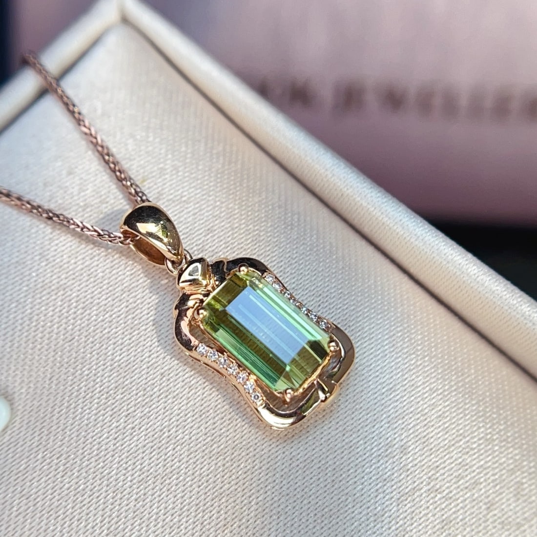 14k Gold 2.74 Ctw Natural Tourmaline & Diamond Pendant( Without Chain ) - 5