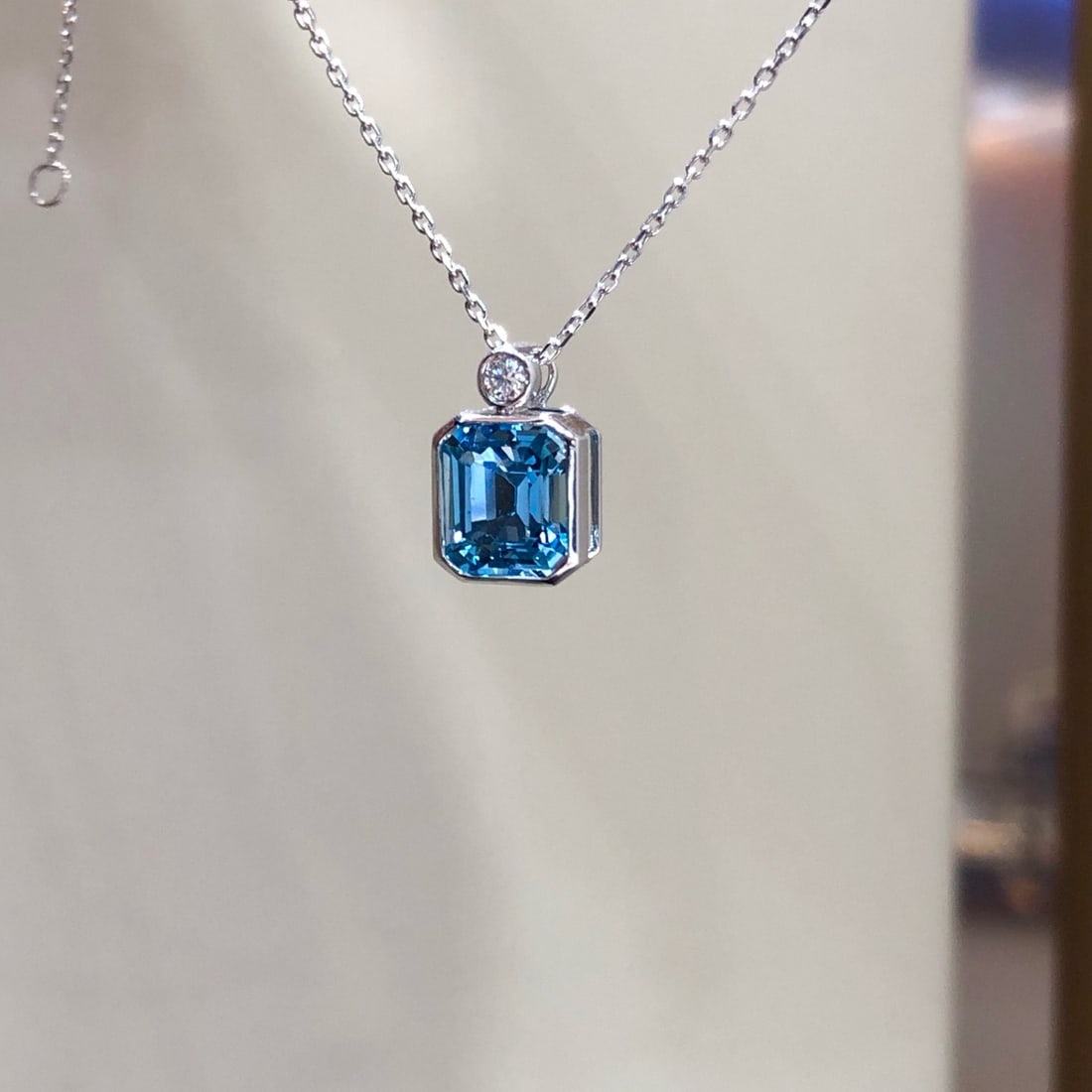 14k Gold 1.93 Ctw Natural Aquamarine & Diamond Pendant( Without Chain ) - 2