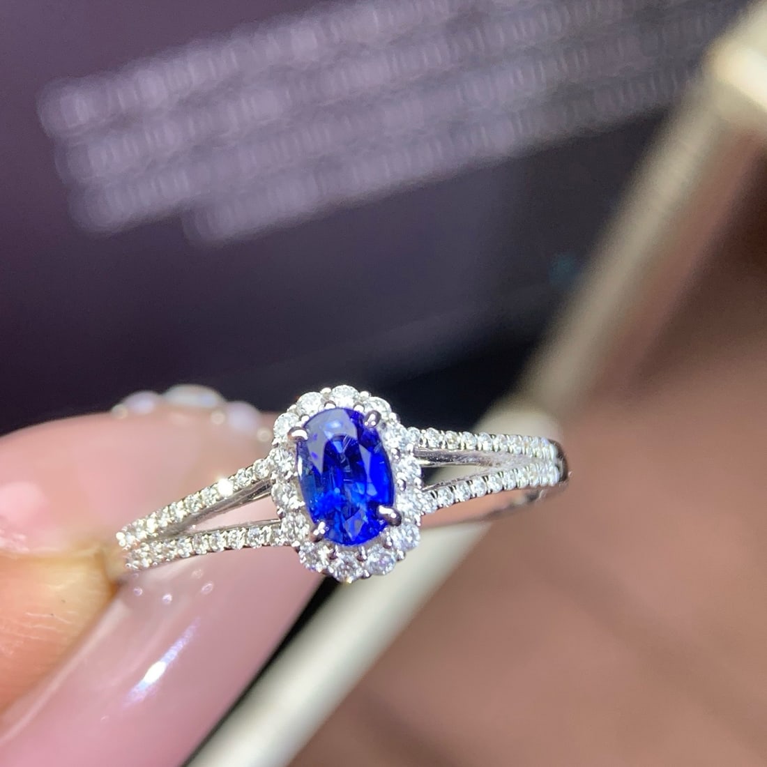 14k Gold 0.69 Ctw Natural Sapphire & Diamond Ring - 2