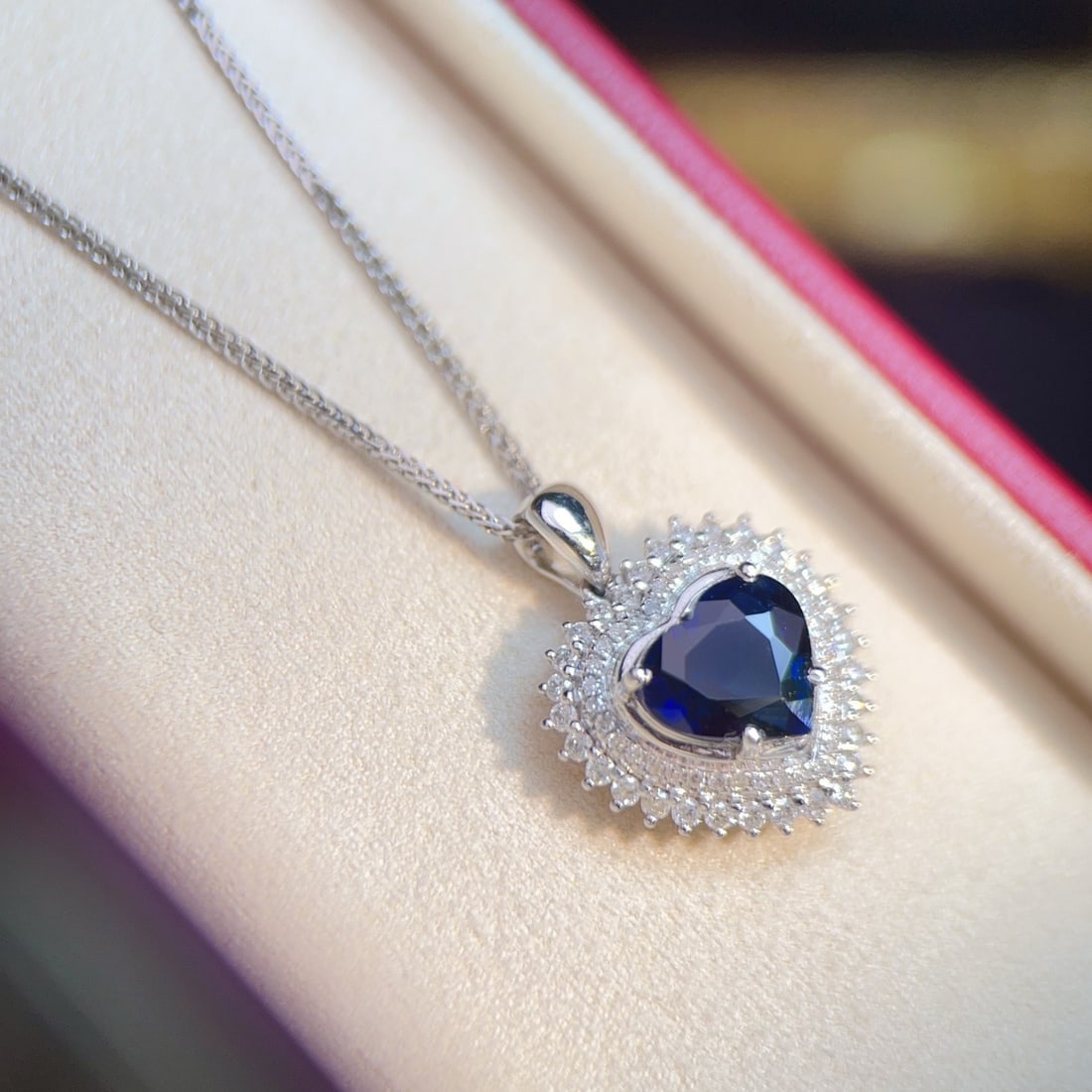 14k Gold 2.40 Ctw Vivid Blue Natural Sapphire & Diamond Pendant( Without Chain ) - 6