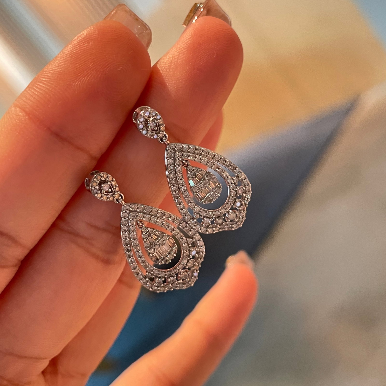 14k Gold 1 Ct Natural H Diamond Earrings - 2