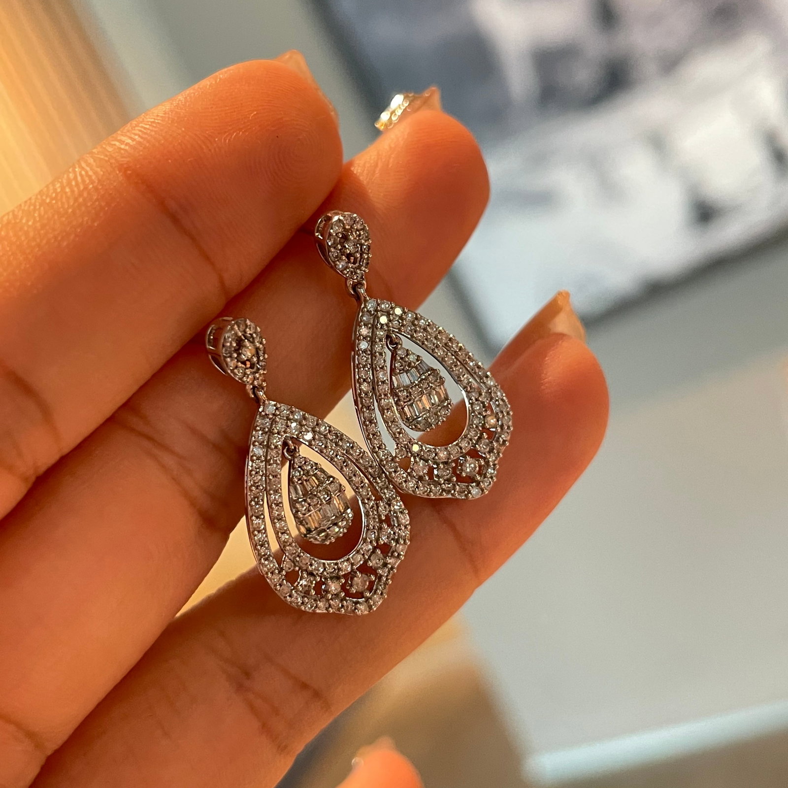 14k Gold 1 Ct Natural H Diamond Earrings - 5