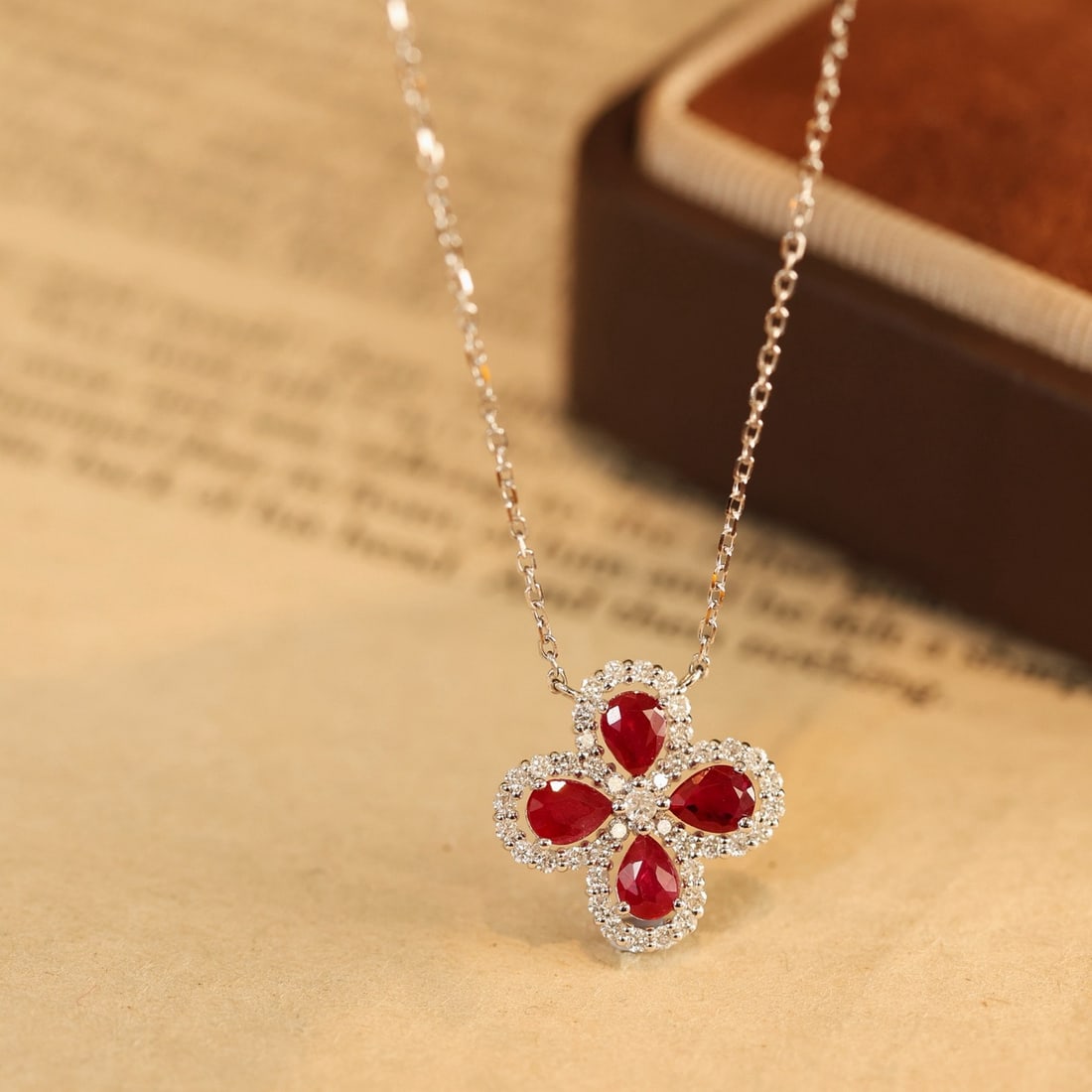 14k Gold 1.30 Ctw Natural Ruby & Diamond Necklace: Ref:231174220 // gold content:14k gold // main gemstone:ruby // shape:pear // carat weight:0. 95ct // color:red // treatment:natural // // adjacent gemstone 2 : diamond // shape:round // carat