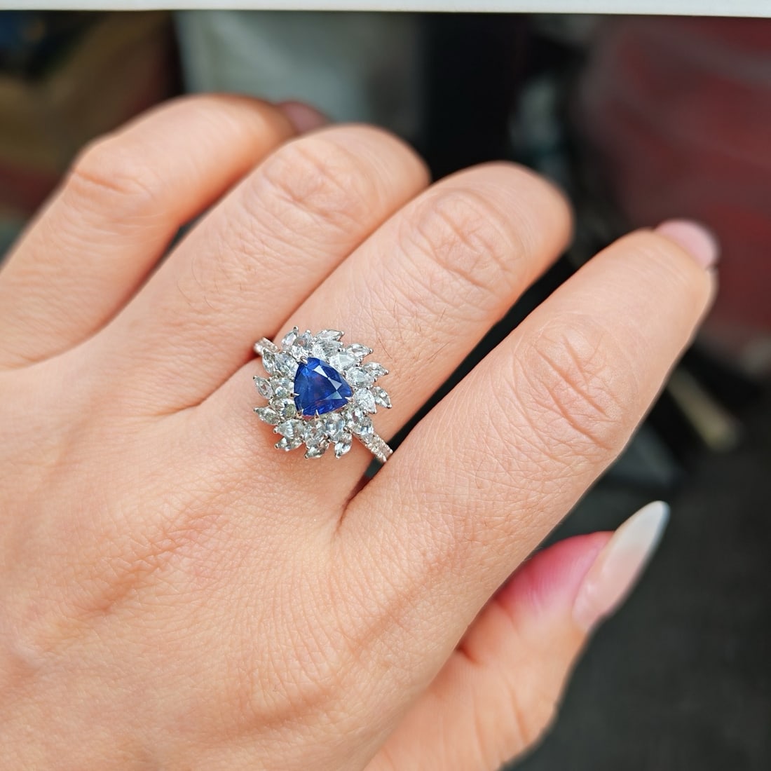 14k Gold 1.29 Ctw Natural Sapphire & Diamond Ring - 3