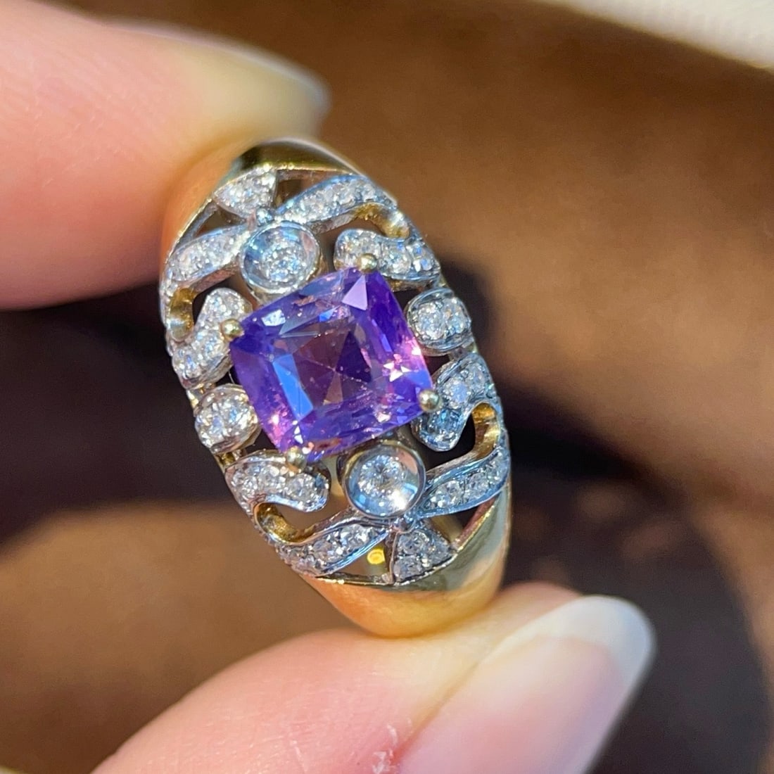 14k Gold 1.59 Ctw Natural Sapphire & Diamond Ring - 2