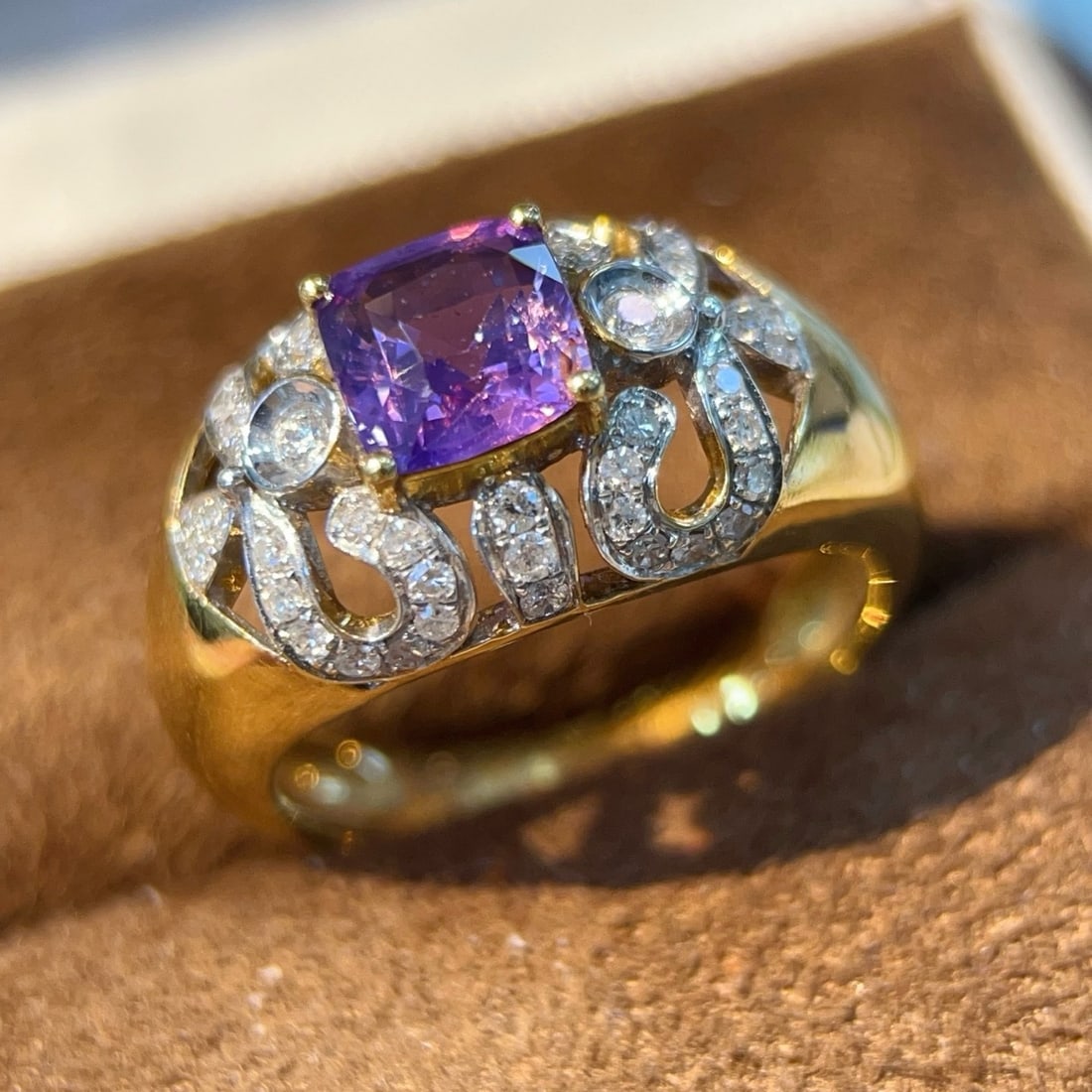 14k Gold 1.59 Ctw Natural Sapphire & Diamond Ring - 3
