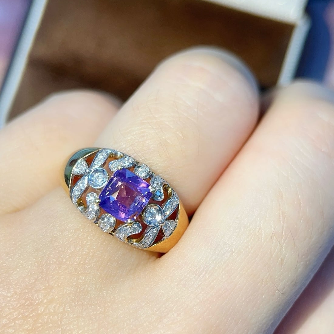 14k Gold 1.59 Ctw Natural Sapphire & Diamond Ring - 6