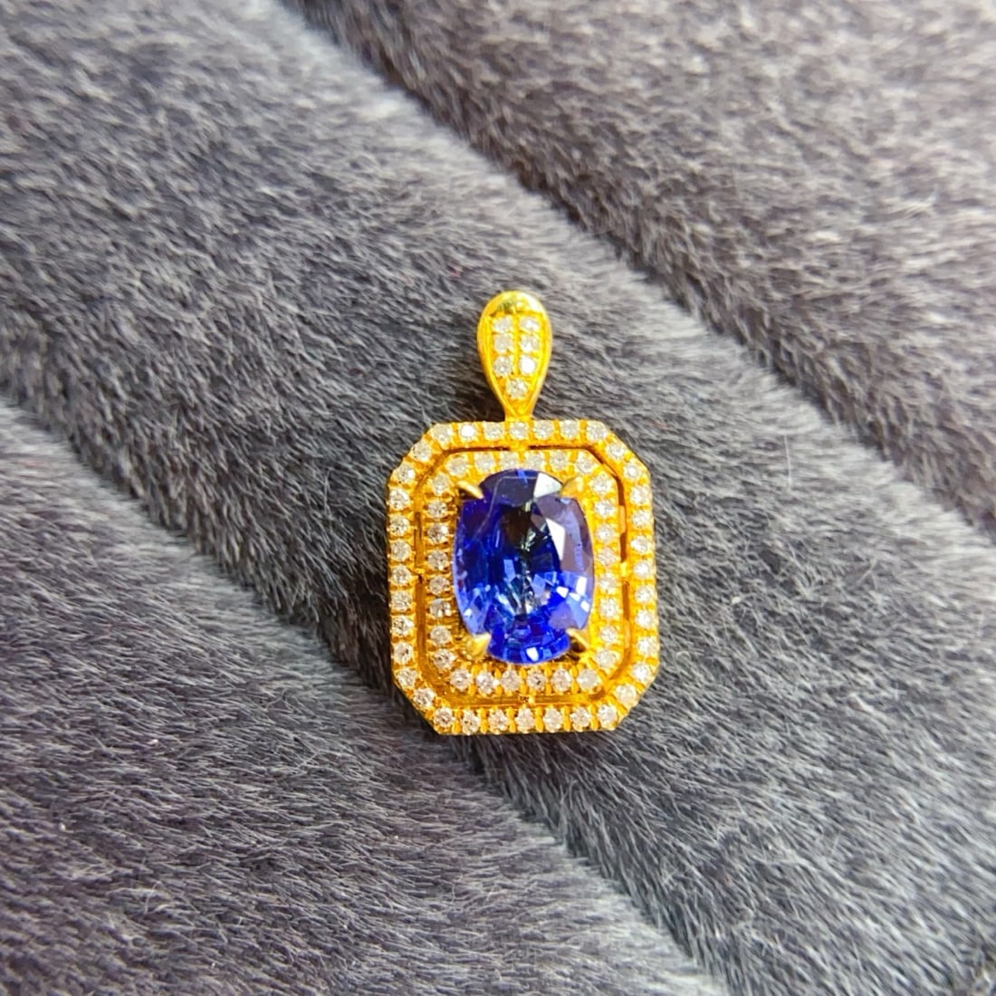 14k Gold 1.2 Ct Natural Sapphire & Diamond Ring/pendant( Without Chain ) - 5