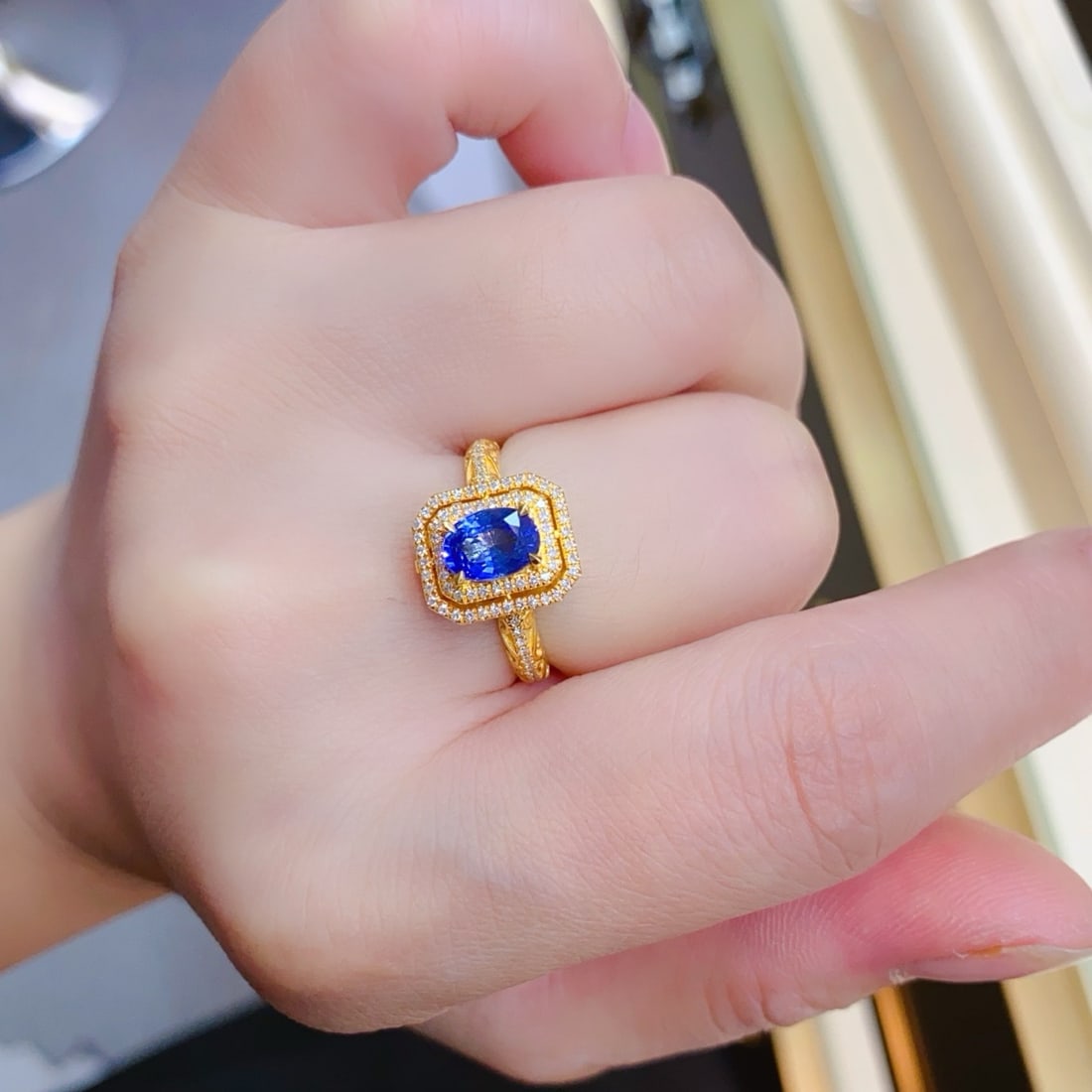 14k Gold 1.2 Ct Natural Sapphire & Diamond Ring/pendant( Without Chain ) - 6
