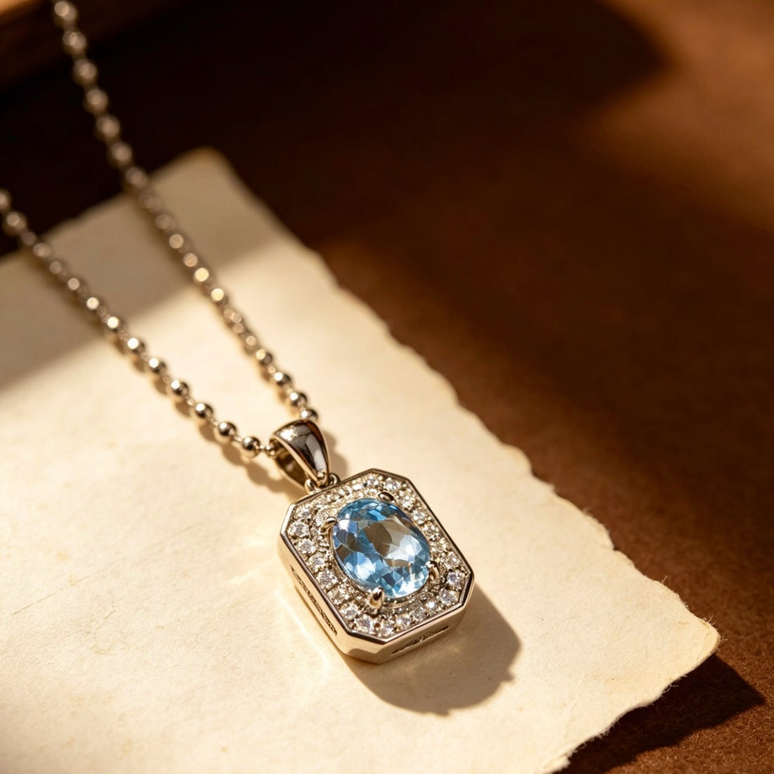 14k Gold 1.52 Ct Natural Aquamarine & Diamond Pendant( Without Chain ) - 5