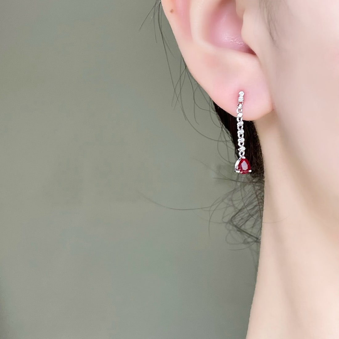 14k Gold 1 Ct Vivid Red Natural Ruby & Diamond Earrings - 5