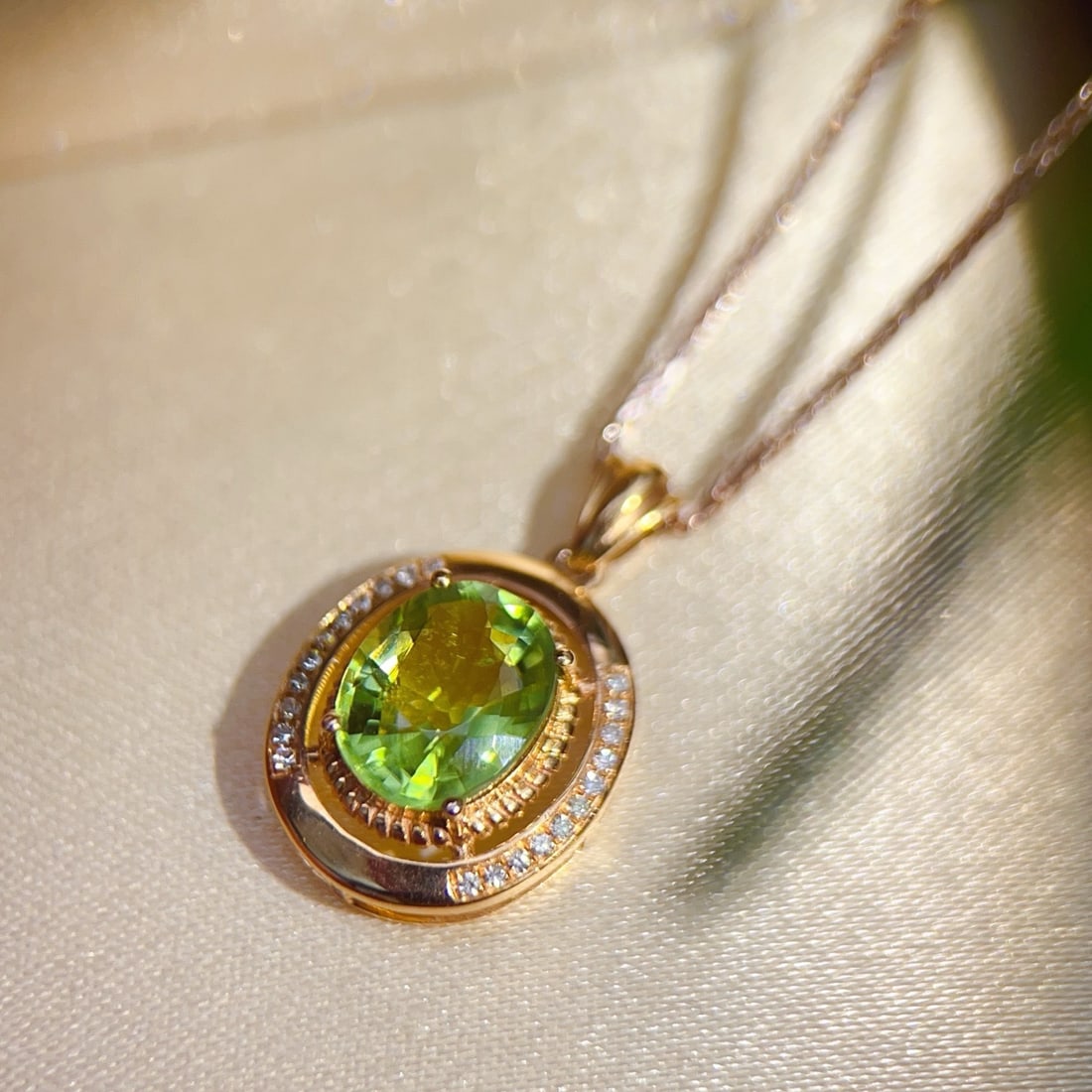 14k Gold 1.81 Ctw Natural Tourmaline & Diamond Pendant( Without Chain ) - 2