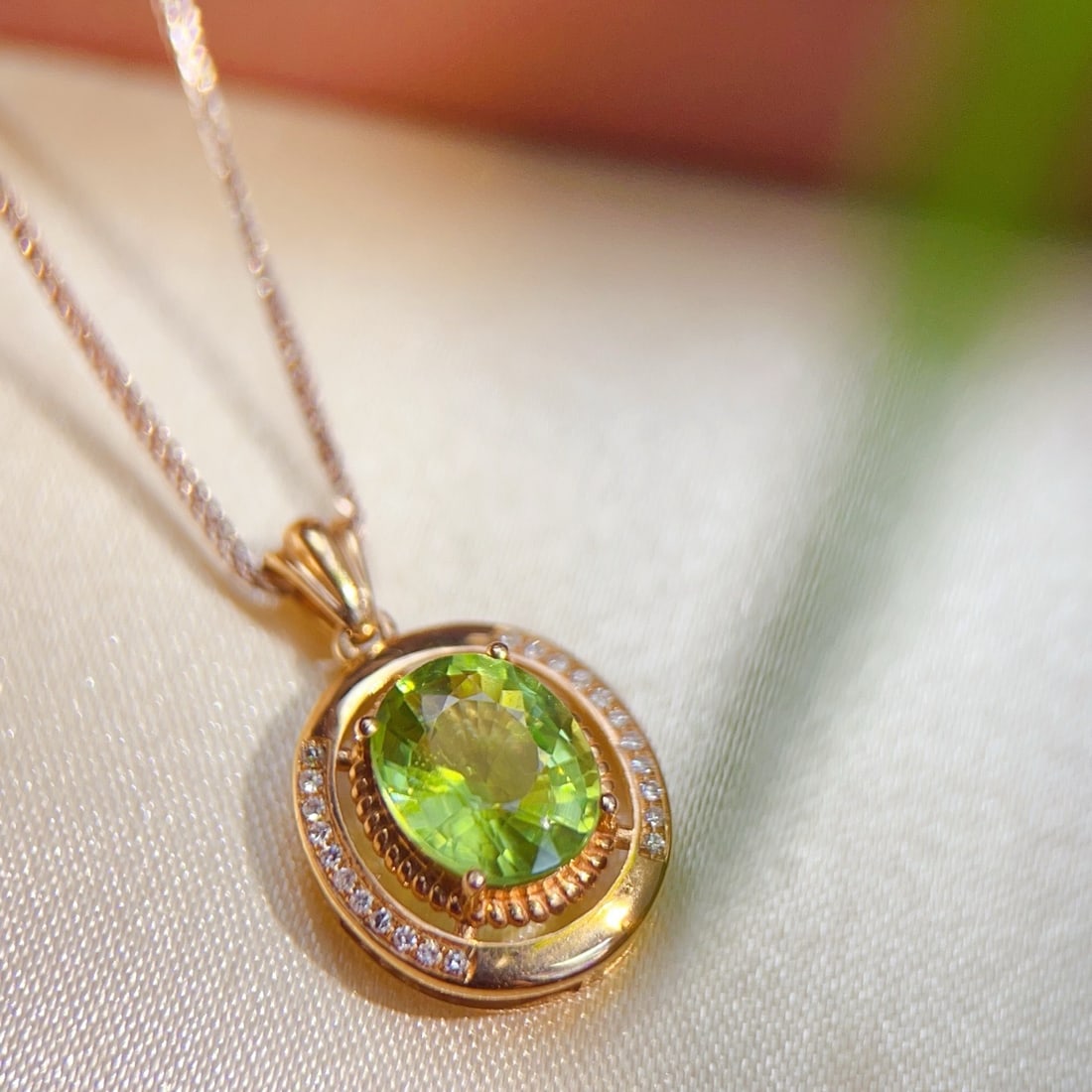 14k Gold 1.81 Ctw Natural Tourmaline & Diamond Pendant( Without Chain ) - 3