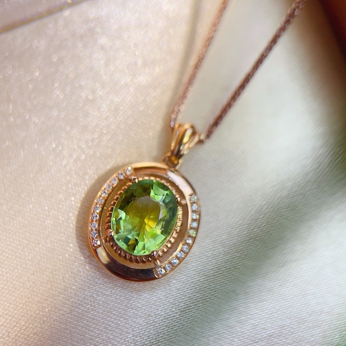14k Gold 1.81 Ctw Natural Tourmaline & Diamond Pendant( Without Chain ) - 4