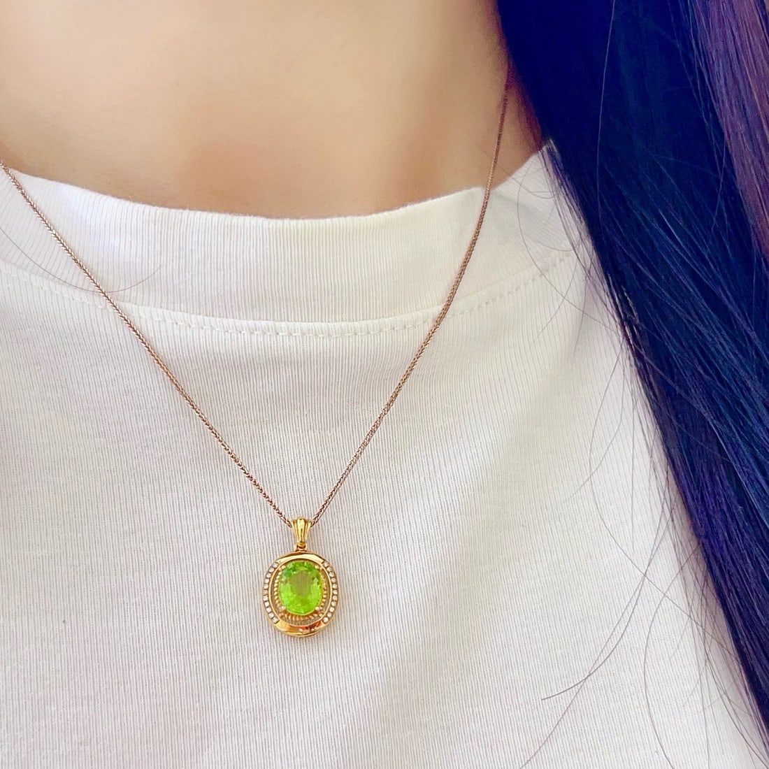 14k Gold 1.81 Ctw Natural Tourmaline & Diamond Pendant( Without Chain ) - 6