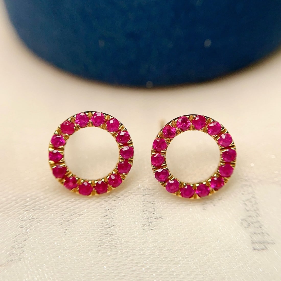 14k Gold 1.00 Ct Natural Ruby Earrings - 3