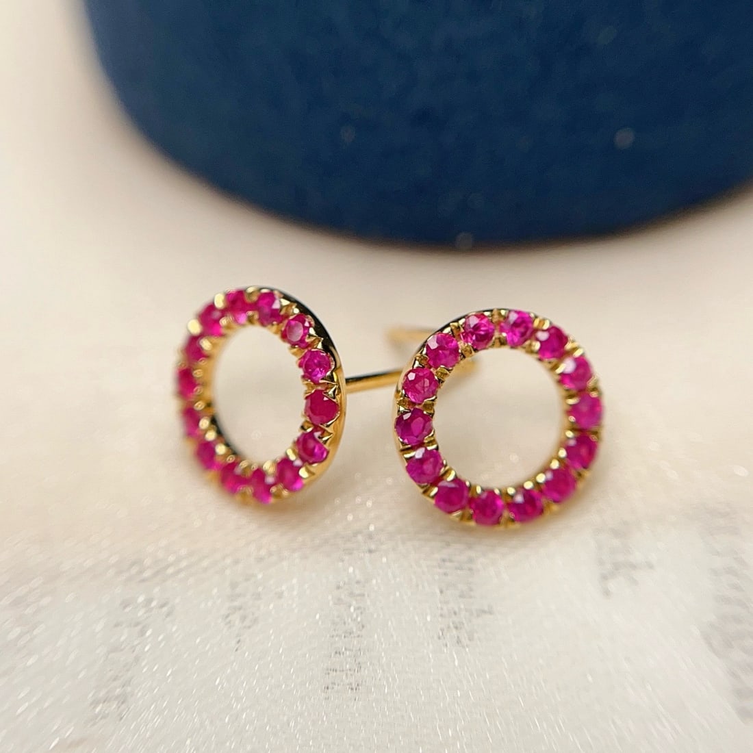 14k Gold 1.00 Ct Natural Ruby Earrings - 5