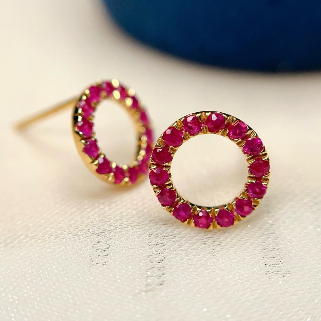 14k Gold 1.00 Ct Natural Ruby Earrings - 6