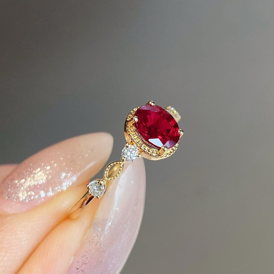 14k Gold 1.18 Ctw Natural Ruby & Diamond Ring - 2