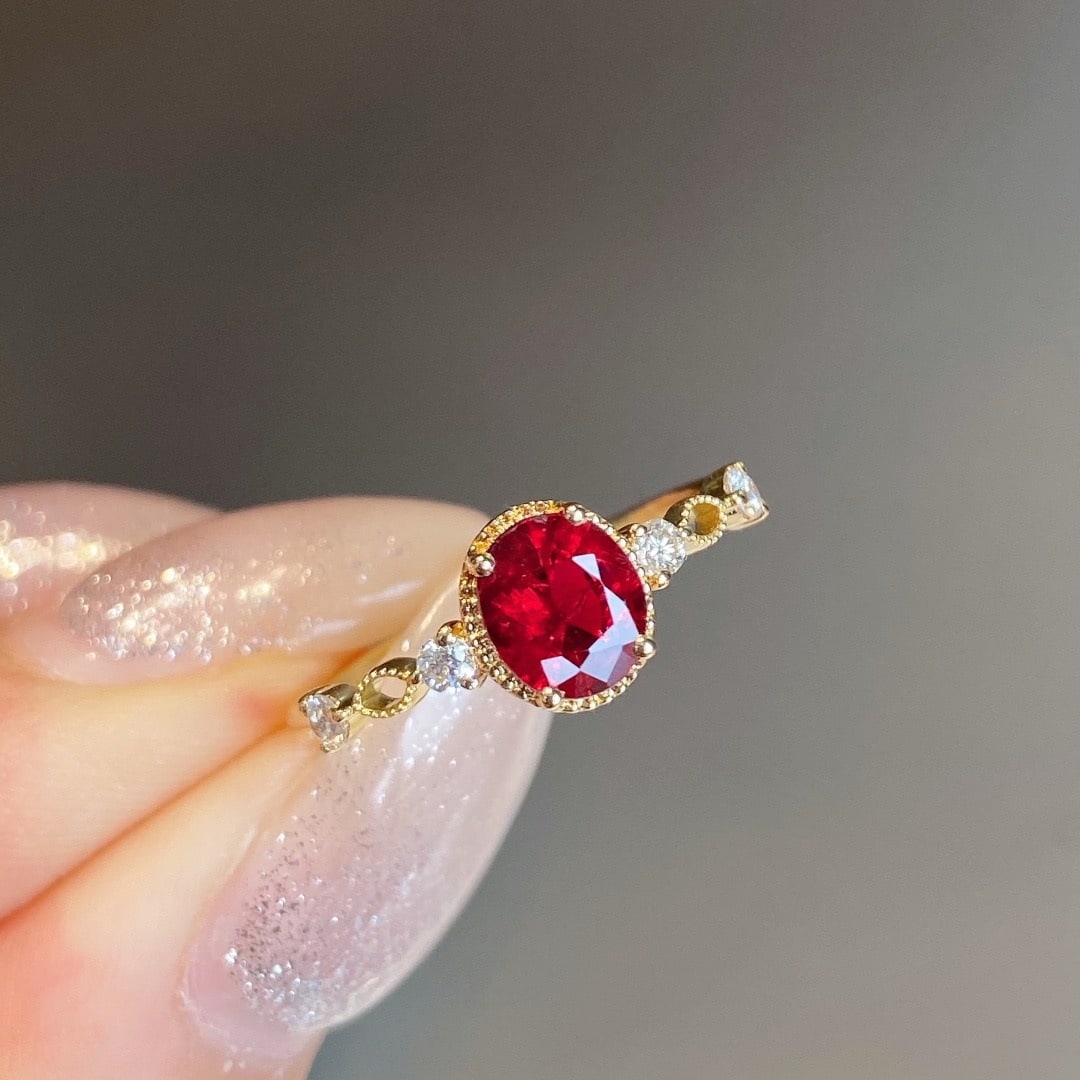 14k Gold 1.18 Ctw Natural Ruby & Diamond Ring - 5