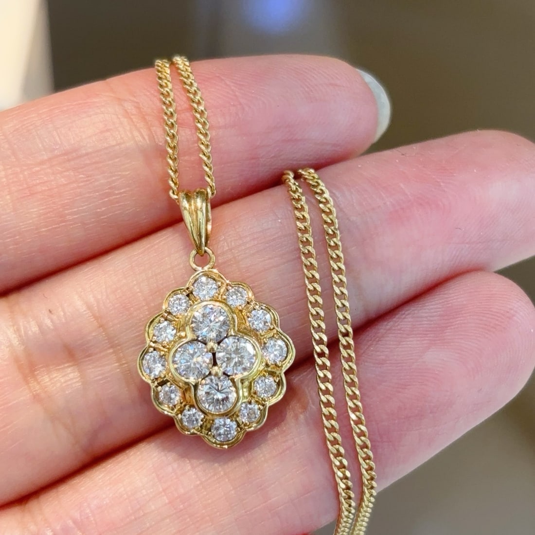 14k Gold 1.02 Ct Natural H Diamond Necklace - 2