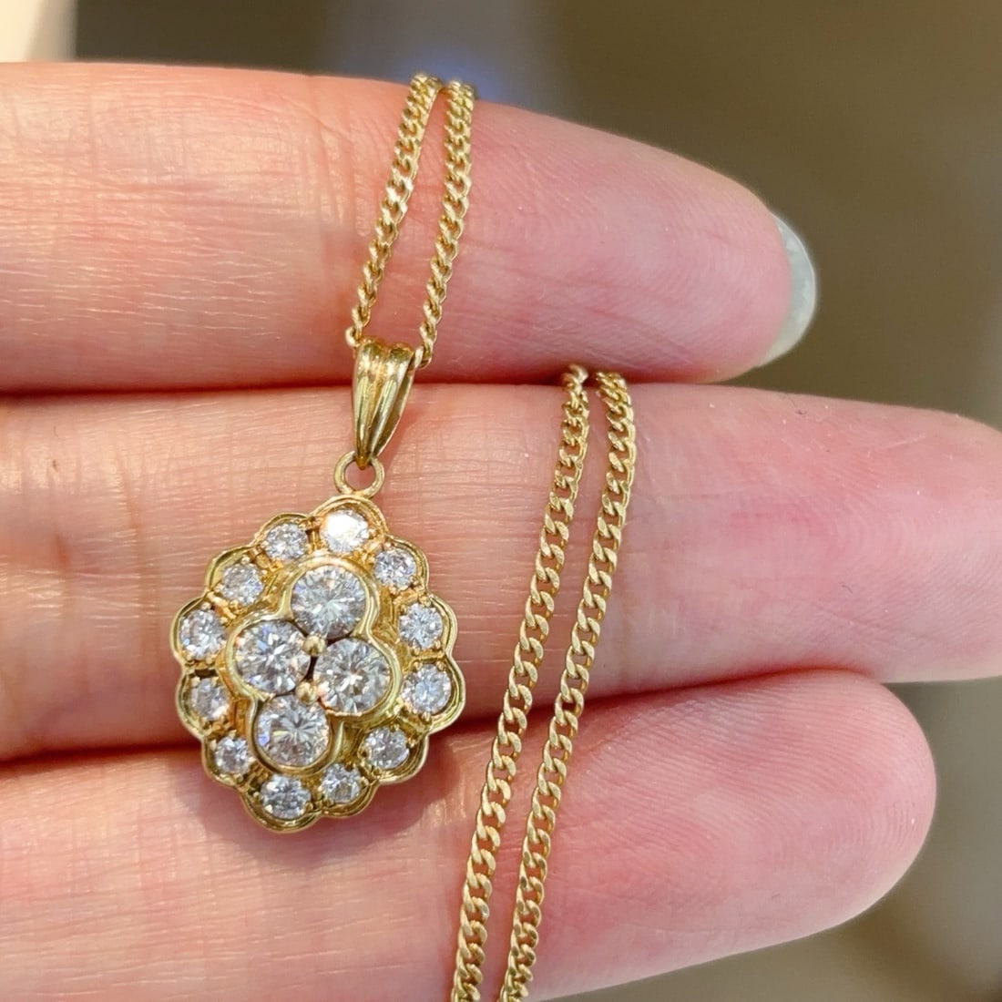 14k Gold 1.02 Ct Natural H Diamond Necklace - 3