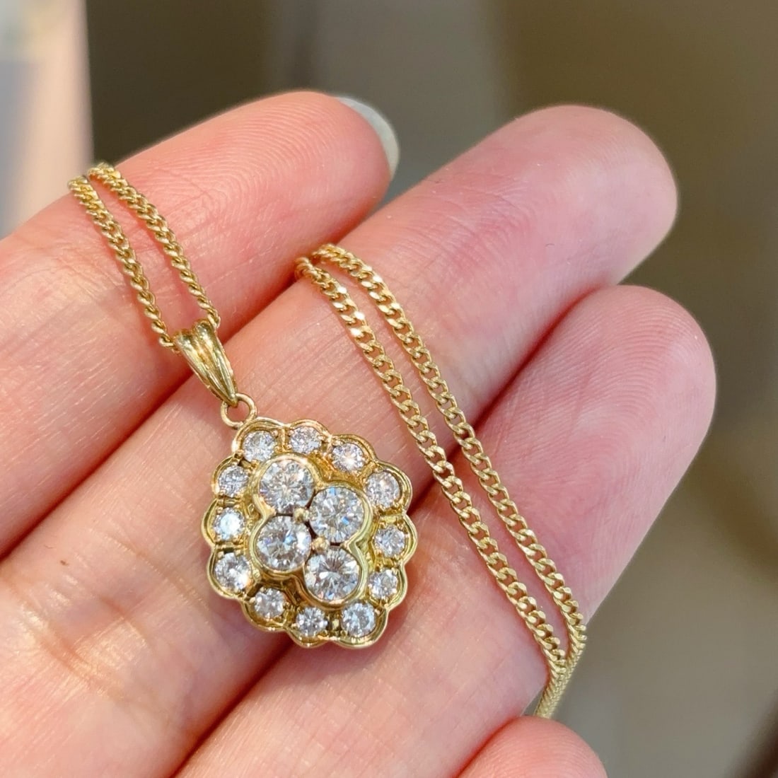 14k Gold 1.02 Ct Natural H Diamond Necklace - 4