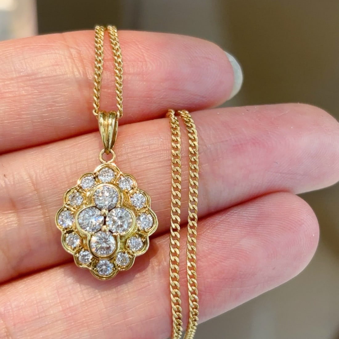 14k Gold 1.02 Ct Natural H Diamond Necklace - 5